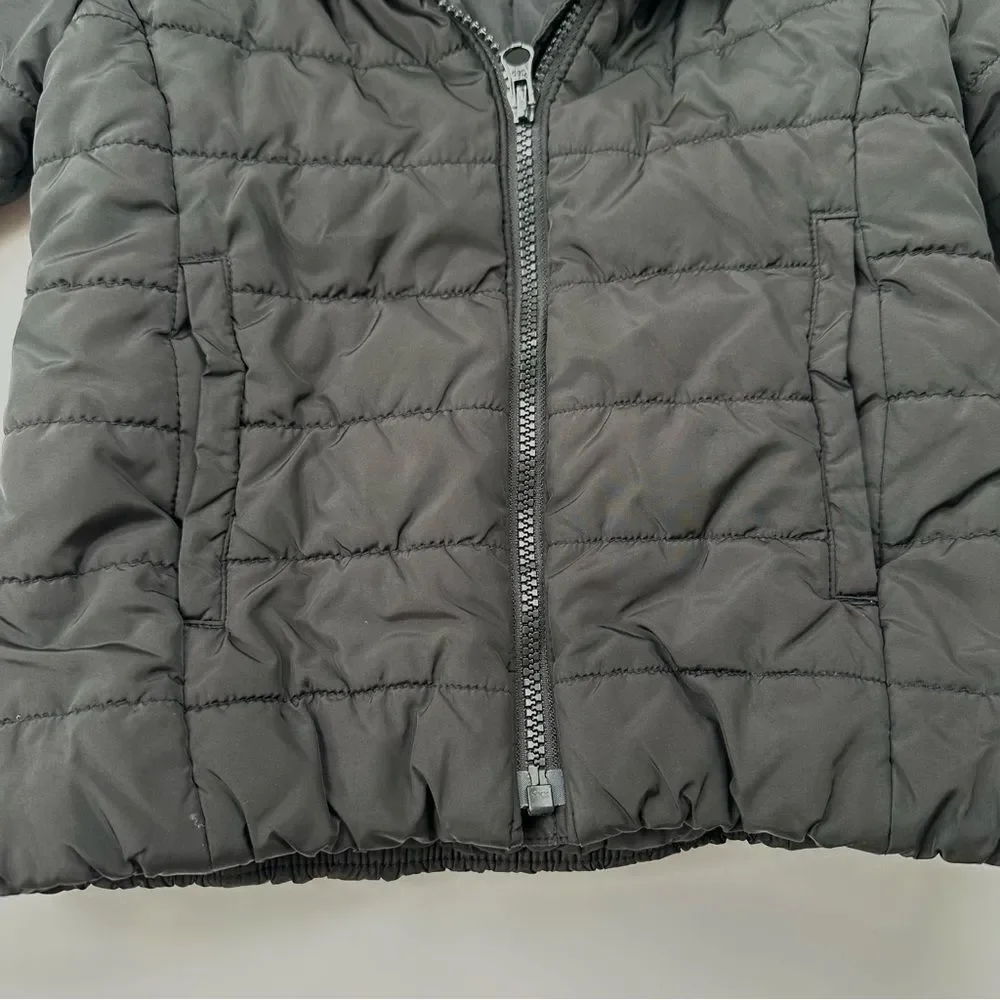 GapKids Unisex Primaloft Black Puffer Jacket Coat Hood SZ S (6-7) Zip Front